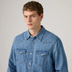 Classic Western Standard Fit Shirt - Medium Wash - Blue