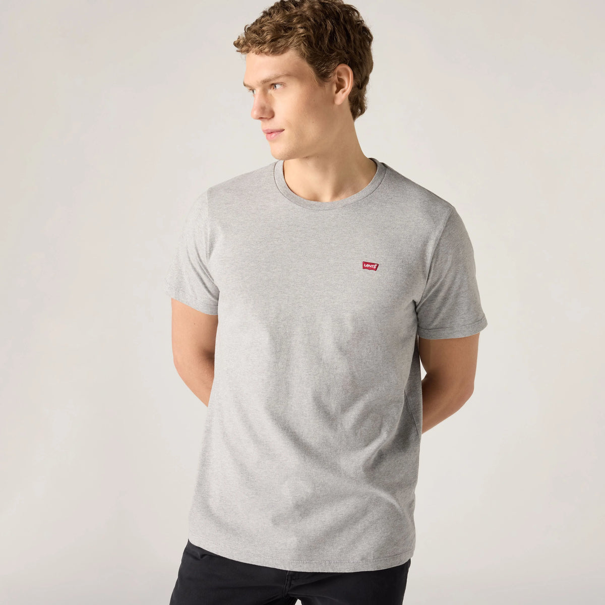 Classic Housemark T-Shirt - Mid Tone Grey Heathe - White