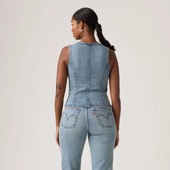 Sculpted Sleeveless Top - What Now Top - Medium Wash