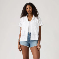 Albie Novelty Camp Shirt - Bright White - White