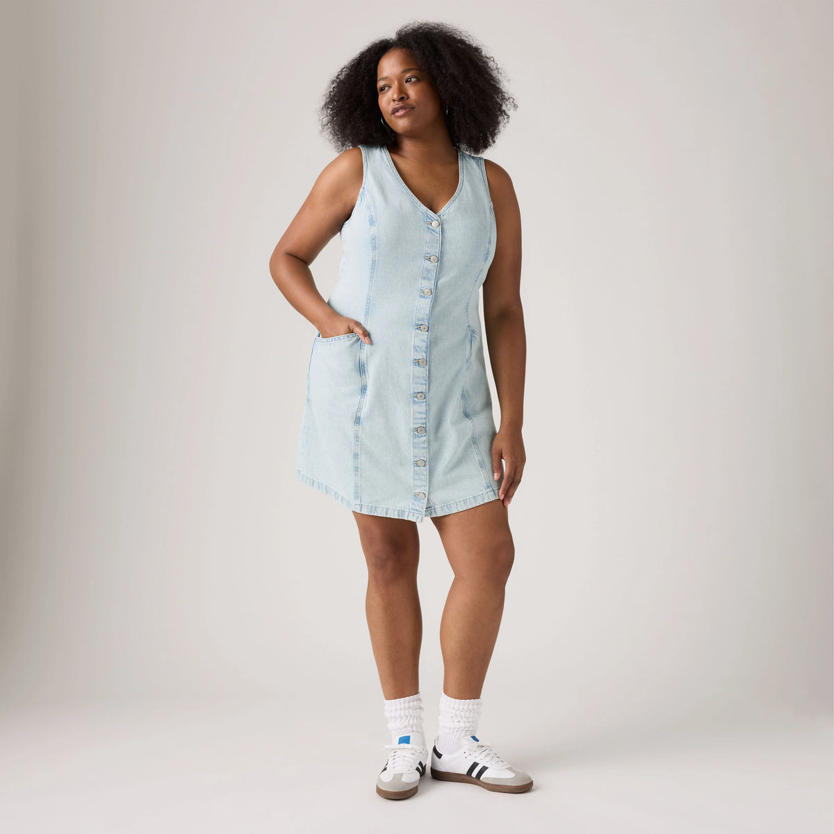 Vianna Vest Dress (Plus Size) - Never Going To Change - Light Wash
