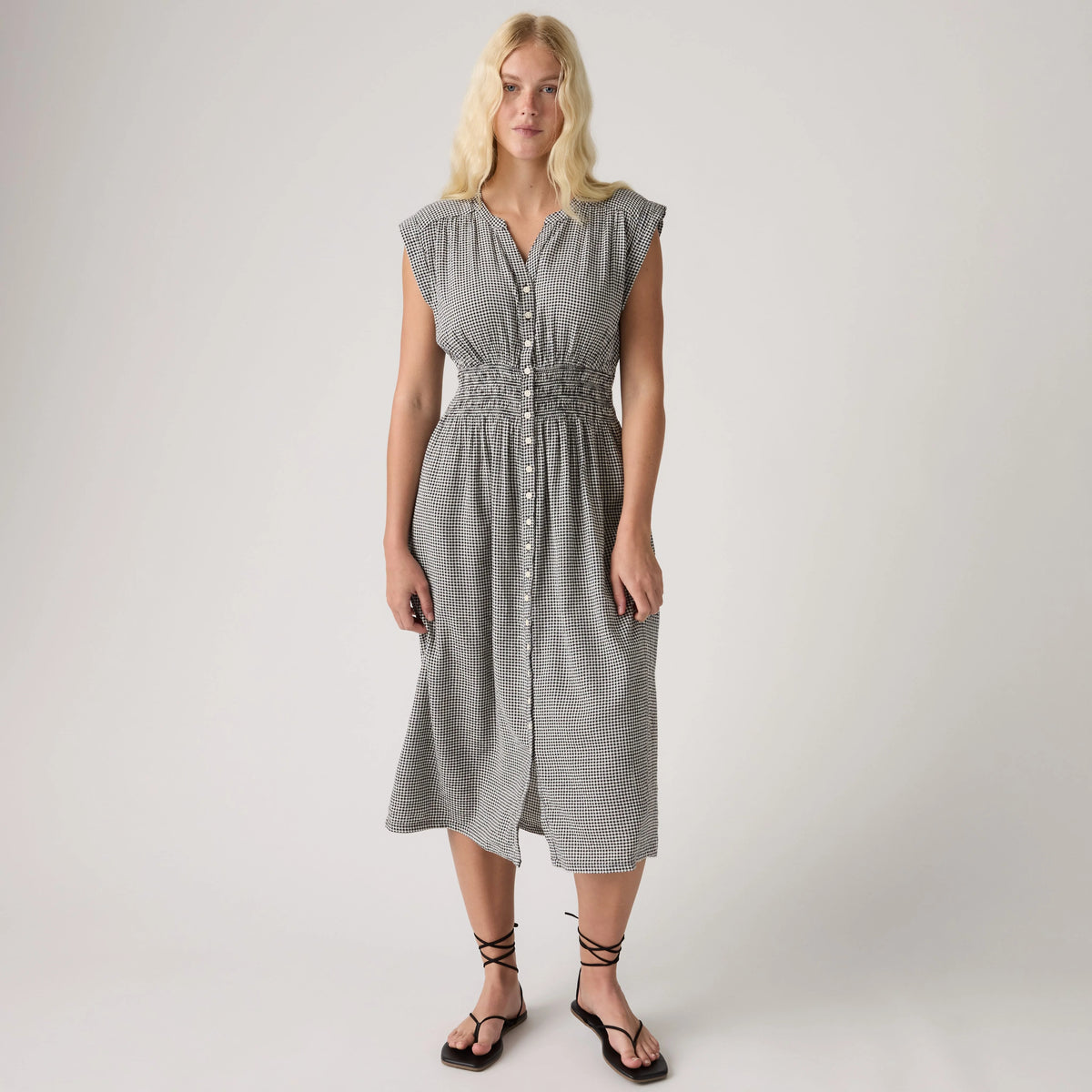 Beatrice Midi Dress - Patricia Check Anthr - Black