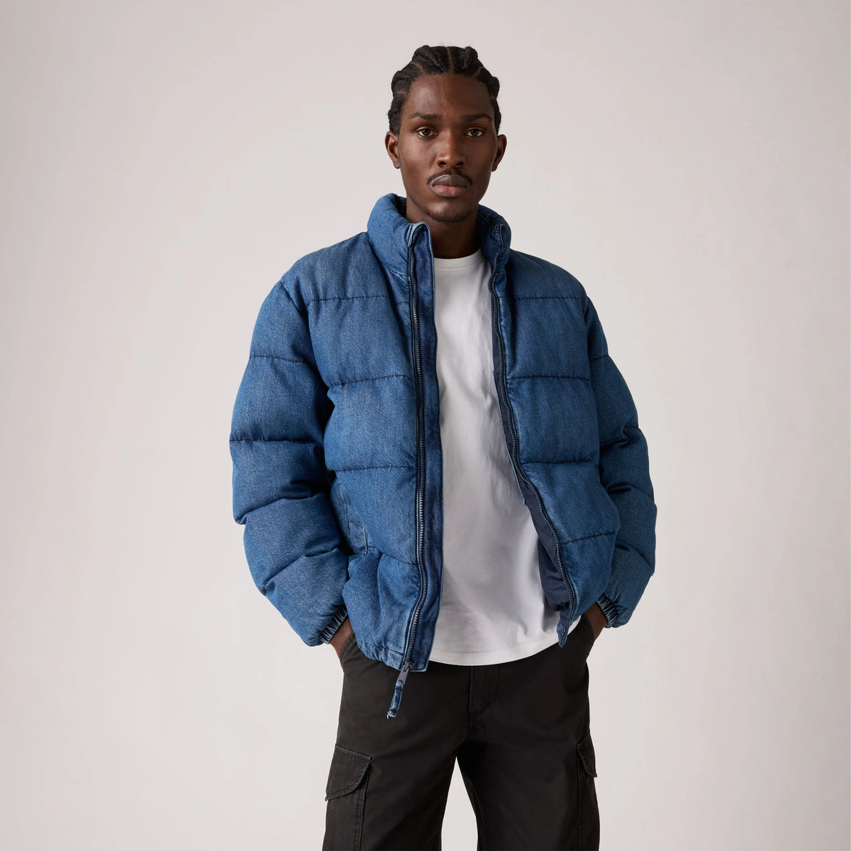 Piedmont Short Puffer Jacket - Morningside - Medium Wash