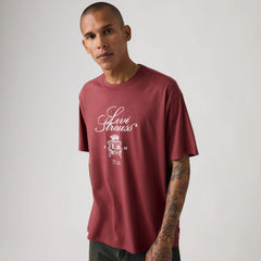 Relaxed Fit Vintage Graphic T-Shirt - Alt Prep Script Oxblood Red - Red
