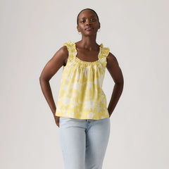Meg Cotton Blouse - Regina Floral V2 Raf - Yellow