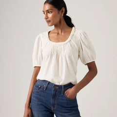 Reese Short-Sleeve Blouse - Tofu - White