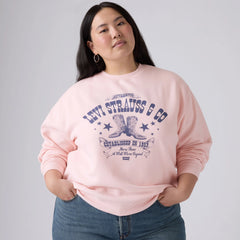Graphic Logo Everyday Sweatshirt (Plus Size) - Plus Crew Boot Poste - Pink