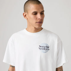 Relaxed Fit Vintage Graphic T-Shirt - Sunrise Sessions Bright White - White