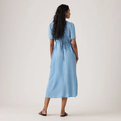 Paola Short-Sleeve Midi Dress - Take It Again - Medium Wash